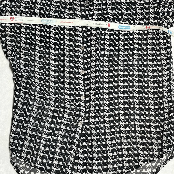 Sheer Elephants black and white blouse new w/out tags , Elephant blouse see thru - Picture 7 of 11